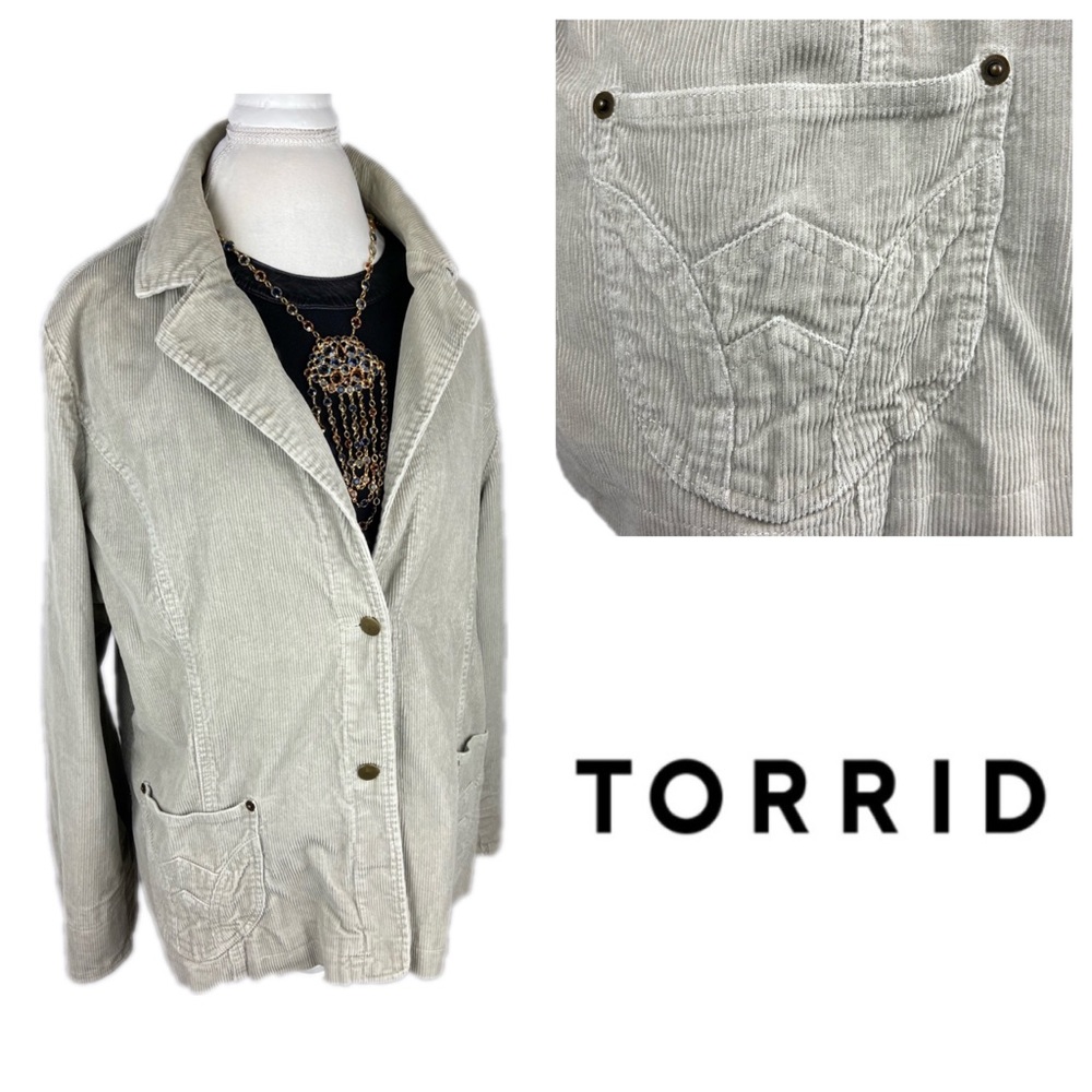 Torrid Cream Corduroy Jacket w/ Button Closure